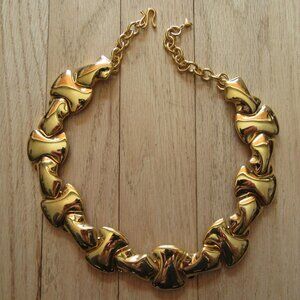VINTAGE LIZ CLAIBORNE/LCI NECKLACE/CHUNKY/HEAVY/GOLD TONE/SIGNED/RUNWAY!